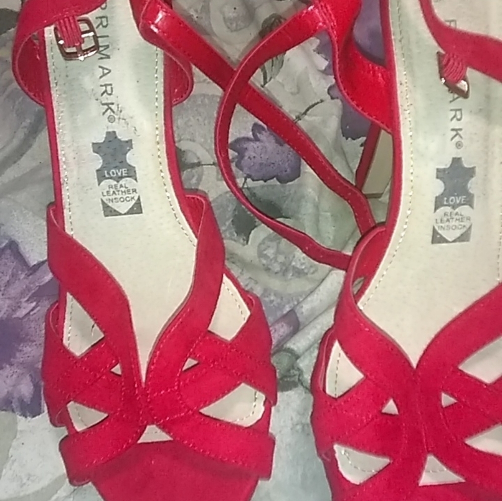 Red strappy heels